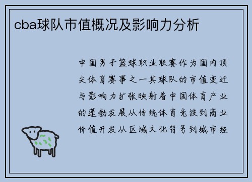 cba球队市值概况及影响力分析
